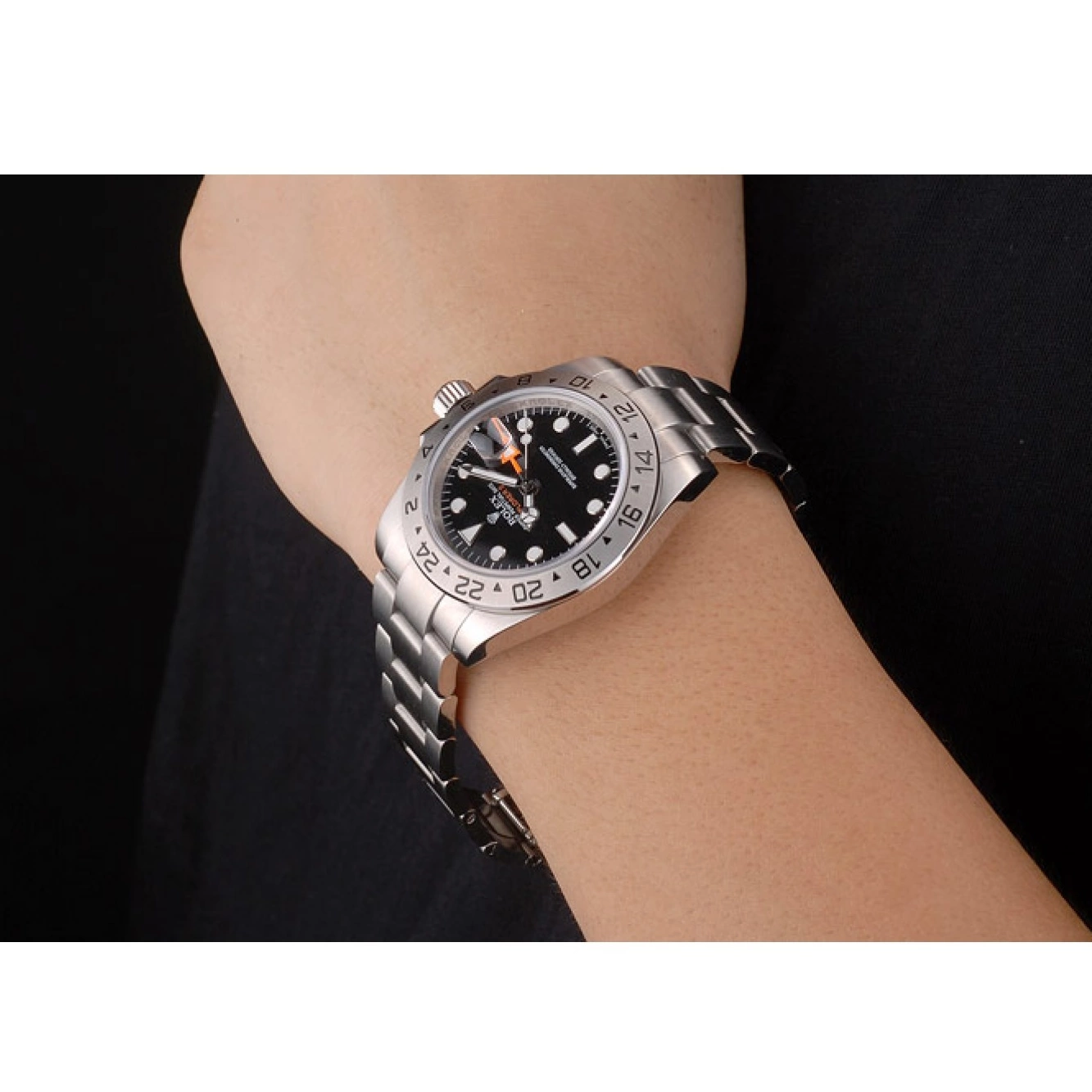 Aaa replica watch Steel Rolex Stainless Explorer Bezel Dial Black Watch 0807
